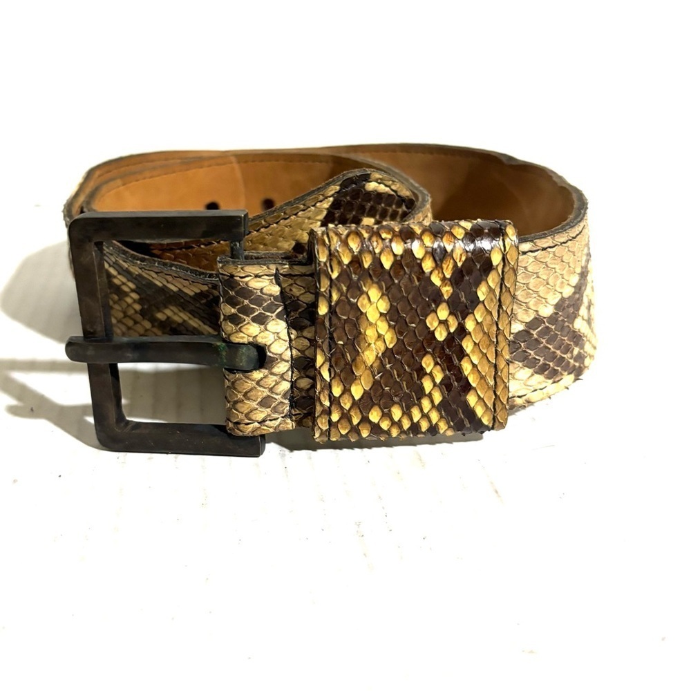 Vintage Snake Print Leather Belt